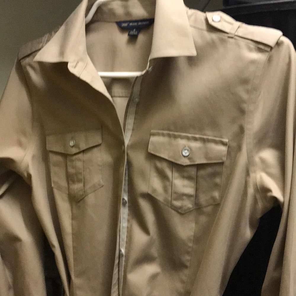 Brooks Brother’s tan shirt dress